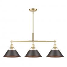  3306-LP BCB-RBZ - Orwell BCB 3 Light Linear Pendant in Brushed Champagne Bronze with Rubbed Bronze shades